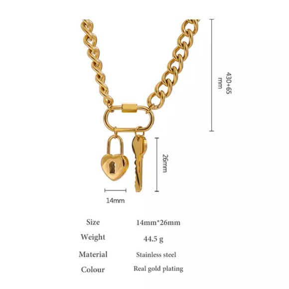 COPY - 💛Gold plated heart lock key necklace - Picture 3 of 5